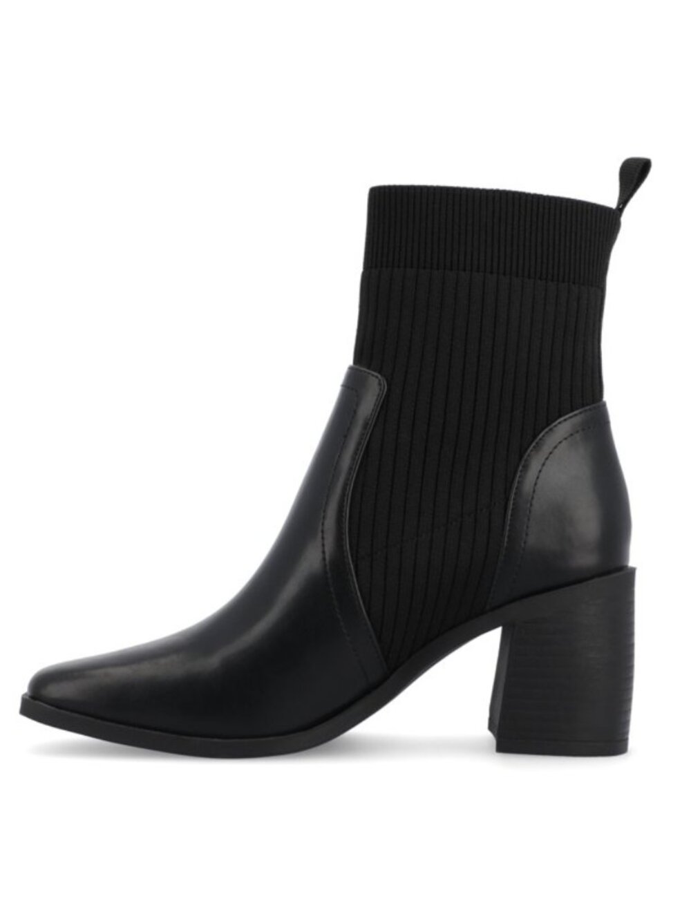 Journee Collection Harlowe Heeled Chelsea Ankle Boots Black Knit - 10M